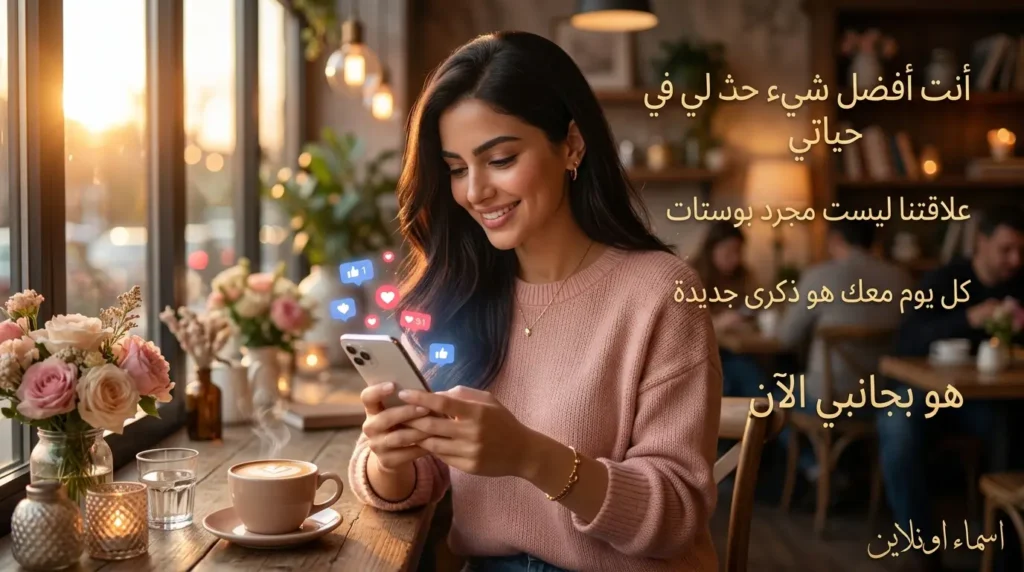عبارات رومانسية راقية تناسب منشورات السوشيال ميديا أروع كلمات حب للفيسبوك مع تصميم رومانسي جذاب جدا