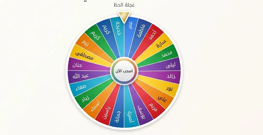 عجلة الحظ أسماء بشكل واقعي
